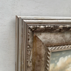 Original Hand-Painted Maritime Sailboat Seascape Oil Painting in Heavy Ornate Silver Frame (with Frame 42 × 37 cm) - Vintage Oil Painting - Arden Gallery