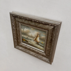 Original Hand-Painted Maritime Sailboat Seascape Oil Painting in Heavy Ornate Silver Frame (with Frame 42 × 37 cm) - Vintage Oil Painting - Arden Gallery