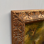 Original Hand-Painted Vintage Forest Landscape Oil Painting, Ornately Carved Solid Wood Frame, One-of-a-Kind Art Collectible - Vintage Oil Painting - Arden Gallery