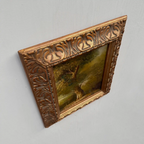 Original Hand-Painted Vintage Forest Landscape Oil Painting, Ornately Carved Solid Wood Frame, One-of-a-Kind Art Collectible - Vintage Oil Painting - Arden Gallery