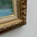 Original Hand-Painted Vintage Lakeside Landscape Oil Painting, Carved Solid Wood Frame, One of a Kind (Comes with Glass Cover) - Vintage Oil Painting - Arden Gallery