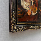 Original Hand-Painted Violin Still Life Oil Painting with Hand-Carved Solid Wood Frame (with Frame  45 × 55 cm) - Vintage Oil Painting - Arden Gallery