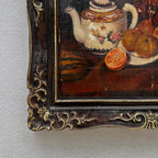 Original Hand-Painted Violin Still Life Oil Painting with Hand-Carved Solid Wood Frame (with Frame  45 × 55 cm) - Vintage Oil Painting - Arden Gallery