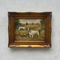 Original Hand Painted Hunting Dogs Oil Painting in Ornate Vintage Frame (17.3×21.3 in) - Vintage Oil Painting - Arden Gallery