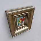 Original Hand Painted Parrot Artwork, Classical Bird Painting with Vintage Frame - Vintage Oil Painting - Arden Gallery
