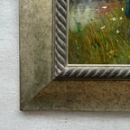 Original Hand Painted Vintage Figure Painting, Woman by the River Countryside Scene - Vintage Oil Painting - Arden Gallery