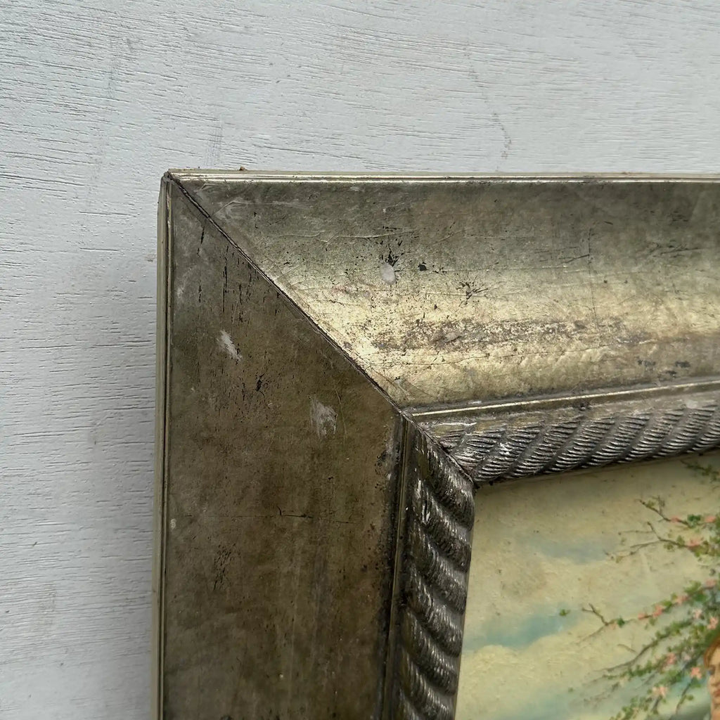 Original Hand Painted Vintage Figure Painting, Woman by the River Countryside Scene - Vintage Oil Painting - Arden Gallery