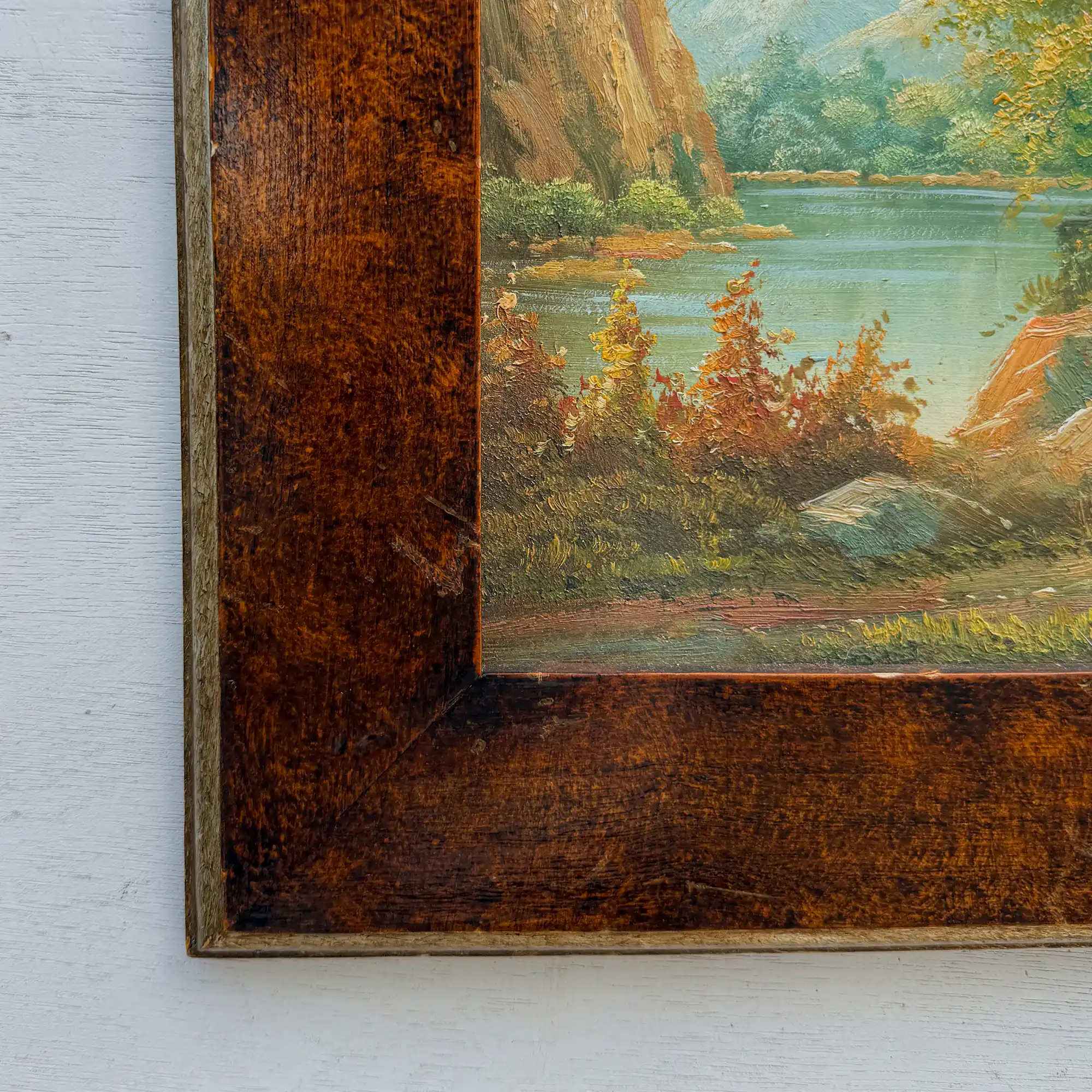 Original Hudson River School Style Landscape Oil Painting, Antique Framed Lake Art for Cabin Decor - Vintage Oil Painting - Arden Gallery