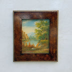 Original Hudson River School Style Landscape Oil Painting, Antique Framed Lake Art for Cabin Decor - Vintage Oil Painting - Arden Gallery