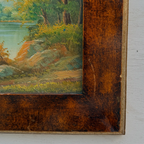 Original Hudson River School Style Landscape Oil Painting, Antique Framed Lake Art for Cabin Decor - Vintage Oil Painting - Arden Gallery