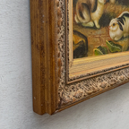Original Rabbit Oil Painting, Vintage Bunny Art, One of a Kind European Animal Painting, Framed Oil on Board Rustic Wall Decor - Vintage Oil Painting - Arden Gallery