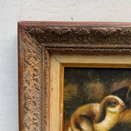 Original Rabbit Oil Painting, Vintage Bunny Art, One of a Kind European Animal Painting, Framed Oil on Board Rustic Wall Decor - Vintage Oil Painting - Arden Gallery