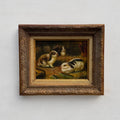 Original Rabbit Oil Painting, Vintage Bunny Art, One of a Kind European Animal Painting, Framed Oil on Board Rustic Wall Decor - Vintage Oil Painting - Arden Gallery