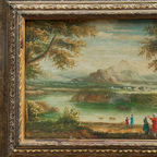 Original Vintage European Lake Landscape Oil Painting, Framed Panoramic Scenic Art  23.2×15.4 in - Vintage Oil Painting - Arden Gallery