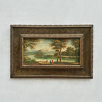 Original Vintage European Lake Landscape Oil Painting, Framed Panoramic Scenic Art  23.2×15.4 in - Vintage Oil Painting - Arden Gallery