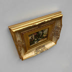 Original Vintage European Rural Poultry Oil Painting from the 1950s, Ornate Baroque Gilded Crackle Finish Frame Included - Vintage Oil Painting - Arden Gallery