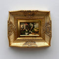 Original Vintage European Rural Poultry Oil Painting from the 1950s, Ornate Baroque Gilded Crackle Finish Frame Included - Vintage Oil Painting - Arden Gallery