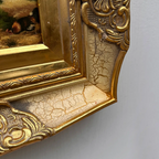 Original Vintage European Rural Poultry Oil Painting from the 1950s, Ornate Baroque Gilded Crackle Finish Frame Included - Vintage Oil Painting - Arden Gallery