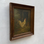 Original Vintage Farm Rooster Painting, Rustic Chicken Wall Art 10.4 × 12.4 in - Vintage Oil Painting - Arden Gallery