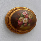 Original Vintage Floral Still Life Painting, Romantic Oval Flower Decor 22 x 17 cm - Vintage Oil Painting - Arden Gallery