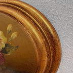 Original Vintage Floral Still Life Painting, Romantic Oval Flower Decor 22 x 17 cm - Vintage Oil Painting - Arden Gallery