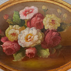 Original Vintage Floral Still Life Painting, Romantic Oval Flower Decor 22 x 17 cm - Vintage Oil Painting - Arden Gallery