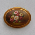 Original Vintage Floral Still Life Painting, Romantic Oval Flower Decor 22 x 17 cm - Vintage Oil Painting - Arden Gallery
