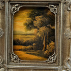 Original Vintage Landscape Oil Painting, Hand-Painted Artwork Featuring Country Road & Woodland Pastoral Scenery - Vintage Oil Painting - Arden Gallery