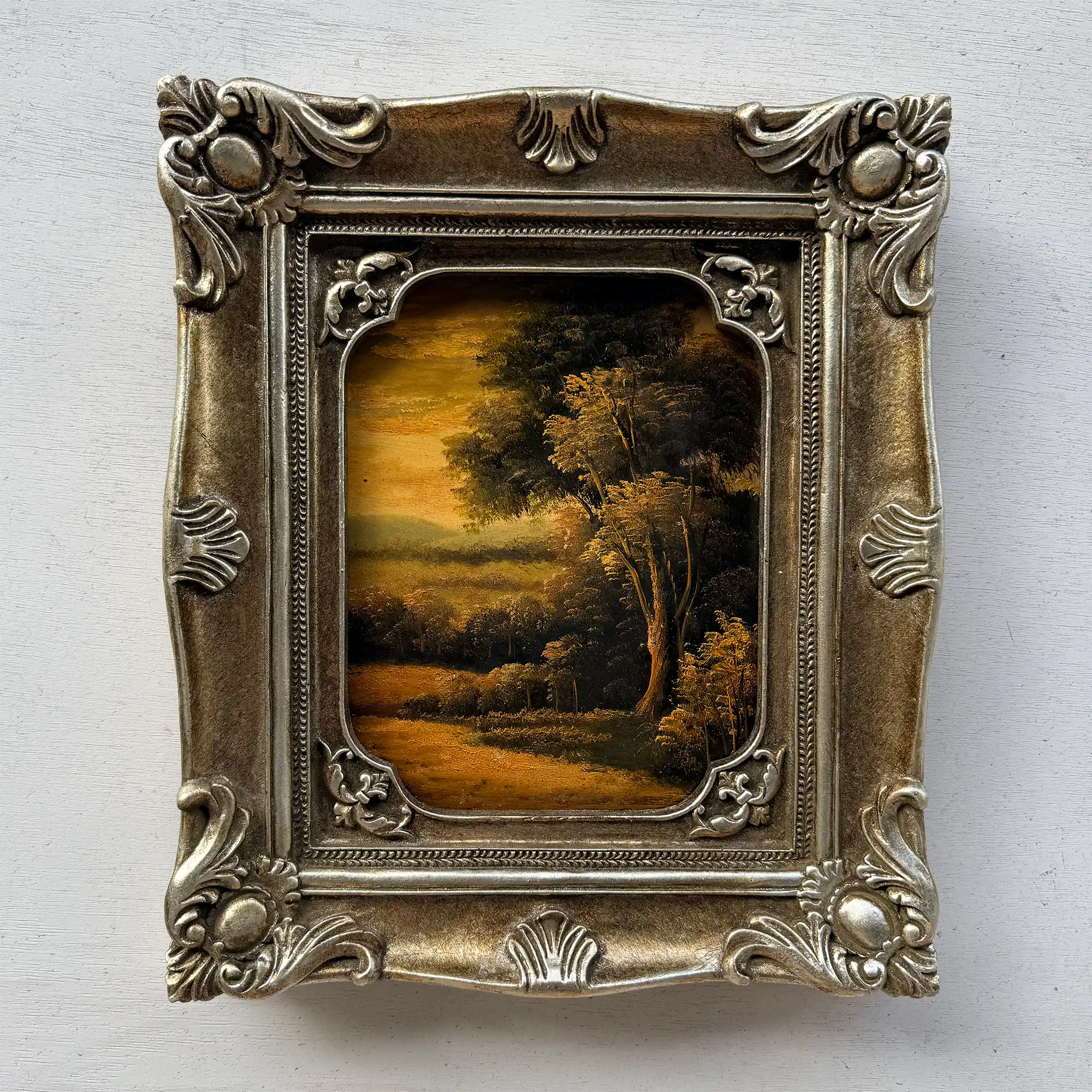 Original Vintage Landscape Oil Painting, Hand-Painted Artwork Featuring Country Road & Woodland Pastoral Scenery - Vintage Oil Painting - Arden Gallery