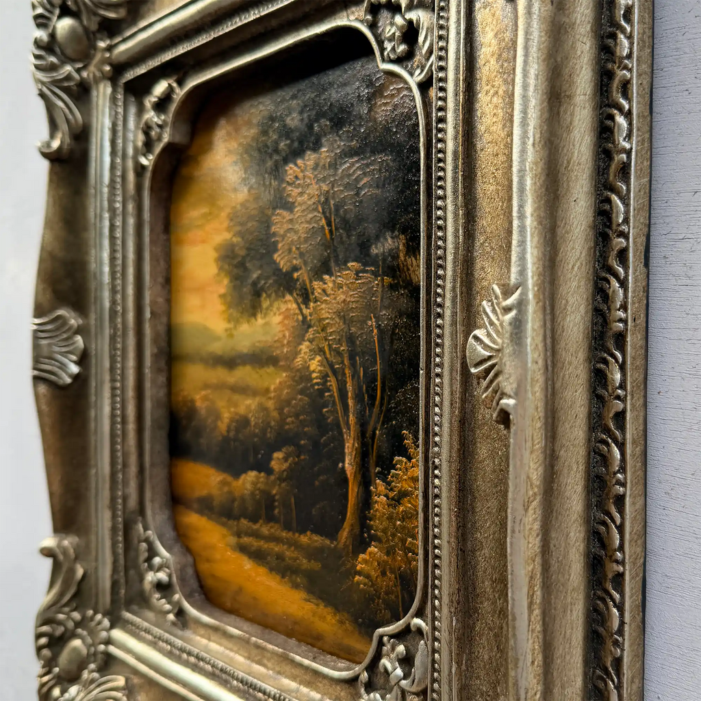 Original Vintage Landscape Oil Painting, Hand-Painted Artwork Featuring Country Road & Woodland Pastoral Scenery - Vintage Oil Painting - Arden Gallery