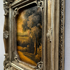 Original Vintage Landscape Oil Painting, Hand-Painted Artwork Featuring Country Road & Woodland Pastoral Scenery - Vintage Oil Painting - Arden Gallery