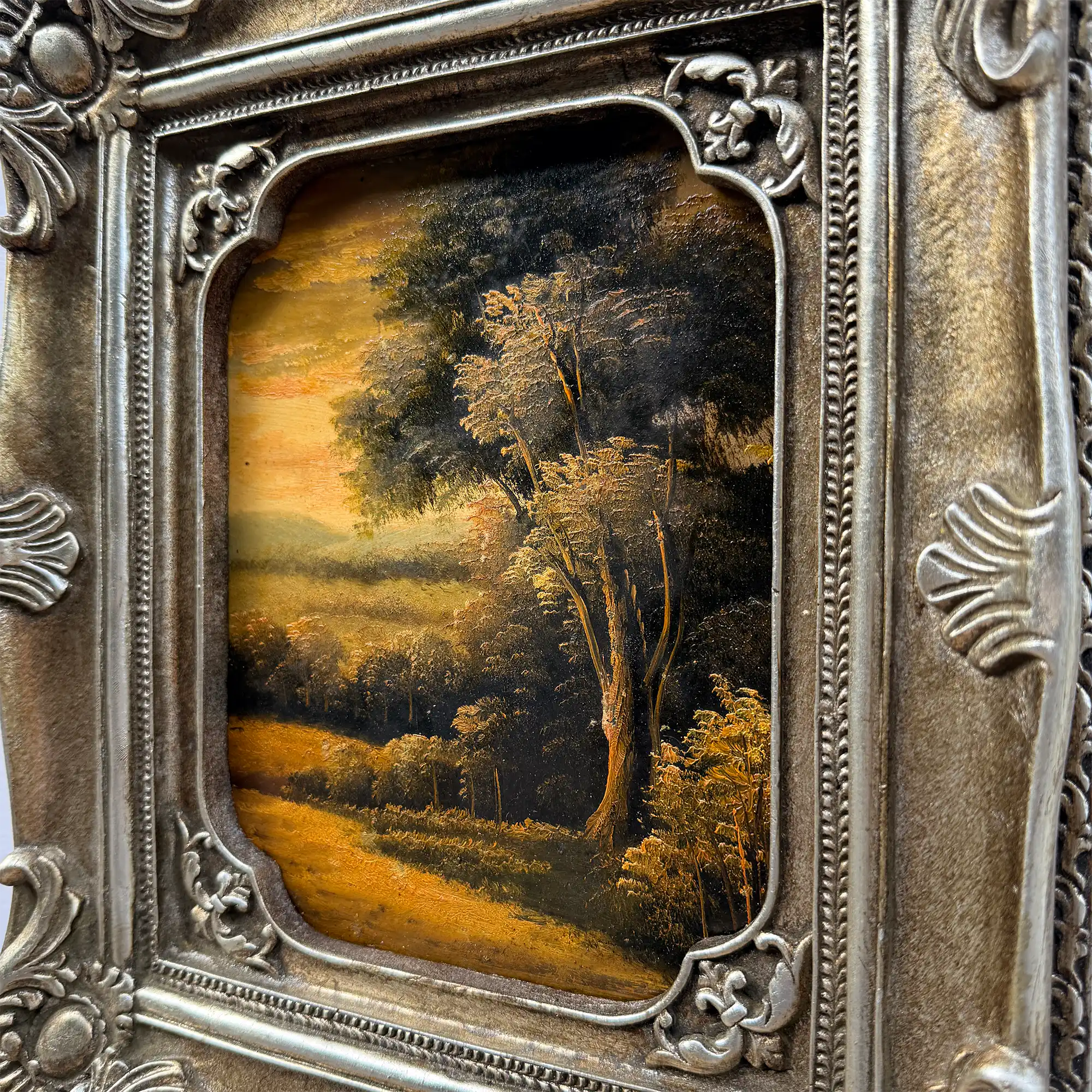 Original Vintage Landscape Oil Painting, Hand-Painted Artwork Featuring Country Road & Woodland Pastoral Scenery - Vintage Oil Painting - Arden Gallery