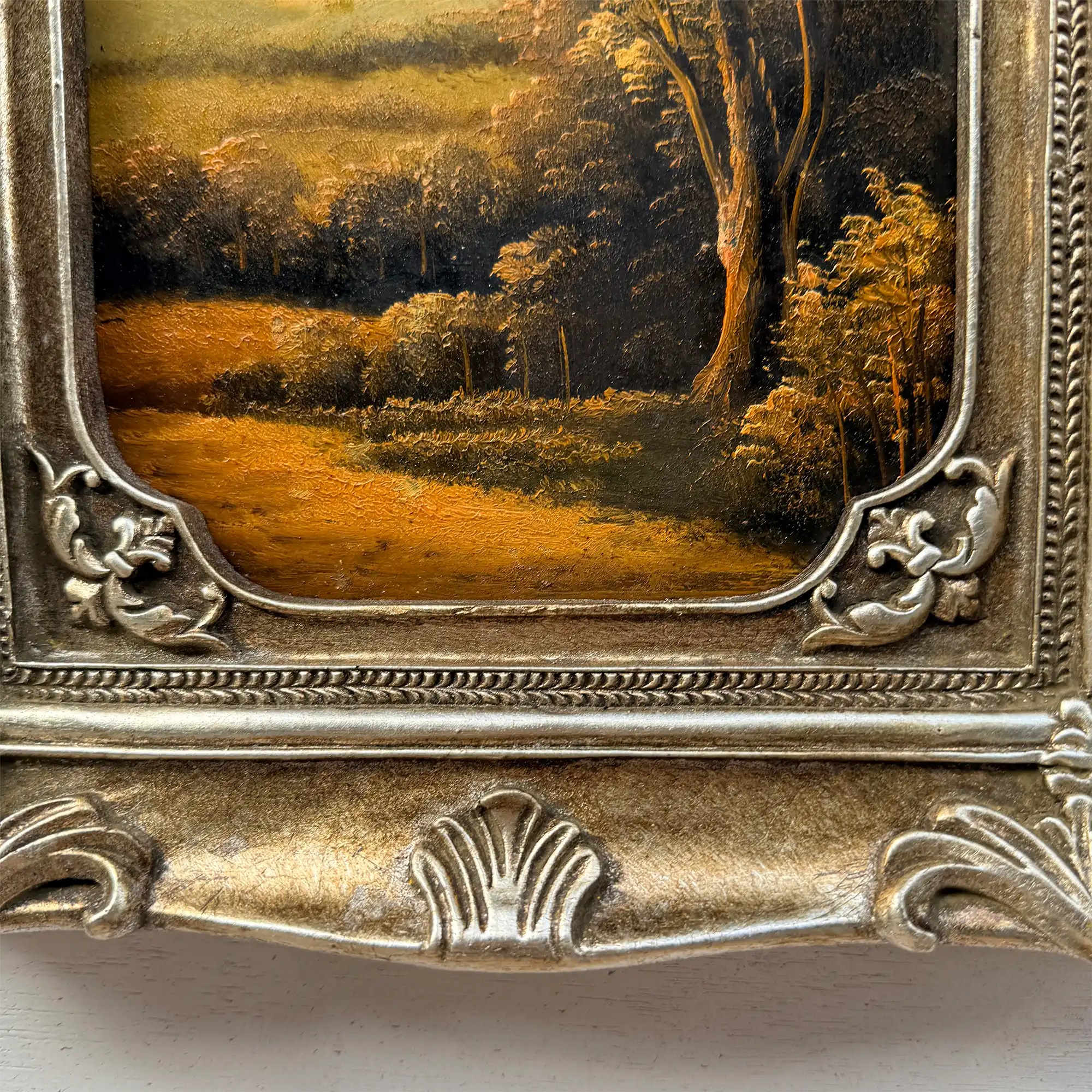 Original Vintage Landscape Oil Painting, Hand-Painted Artwork Featuring Country Road & Woodland Pastoral Scenery - Vintage Oil Painting - Arden Gallery