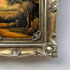 Original Vintage Landscape Oil Painting, Hand-Painted Artwork Featuring Country Road & Woodland Pastoral Scenery - Vintage Oil Painting - Arden Gallery