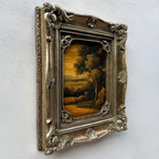 Original Vintage Landscape Oil Painting, Hand-Painted Artwork Featuring Country Road & Woodland Pastoral Scenery - Vintage Oil Painting - Arden Gallery