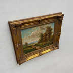 Original Vintage Landscape Oil Painting, Peaceful Countryside Road and Trees Artwork 57×47 cm - Vintage Oil Painting - Arden Gallery