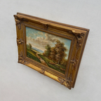 Original Vintage Landscape Oil Painting, Peaceful Countryside Road and Trees Artwork 57×47 cm - Vintage Oil Painting - Arden Gallery