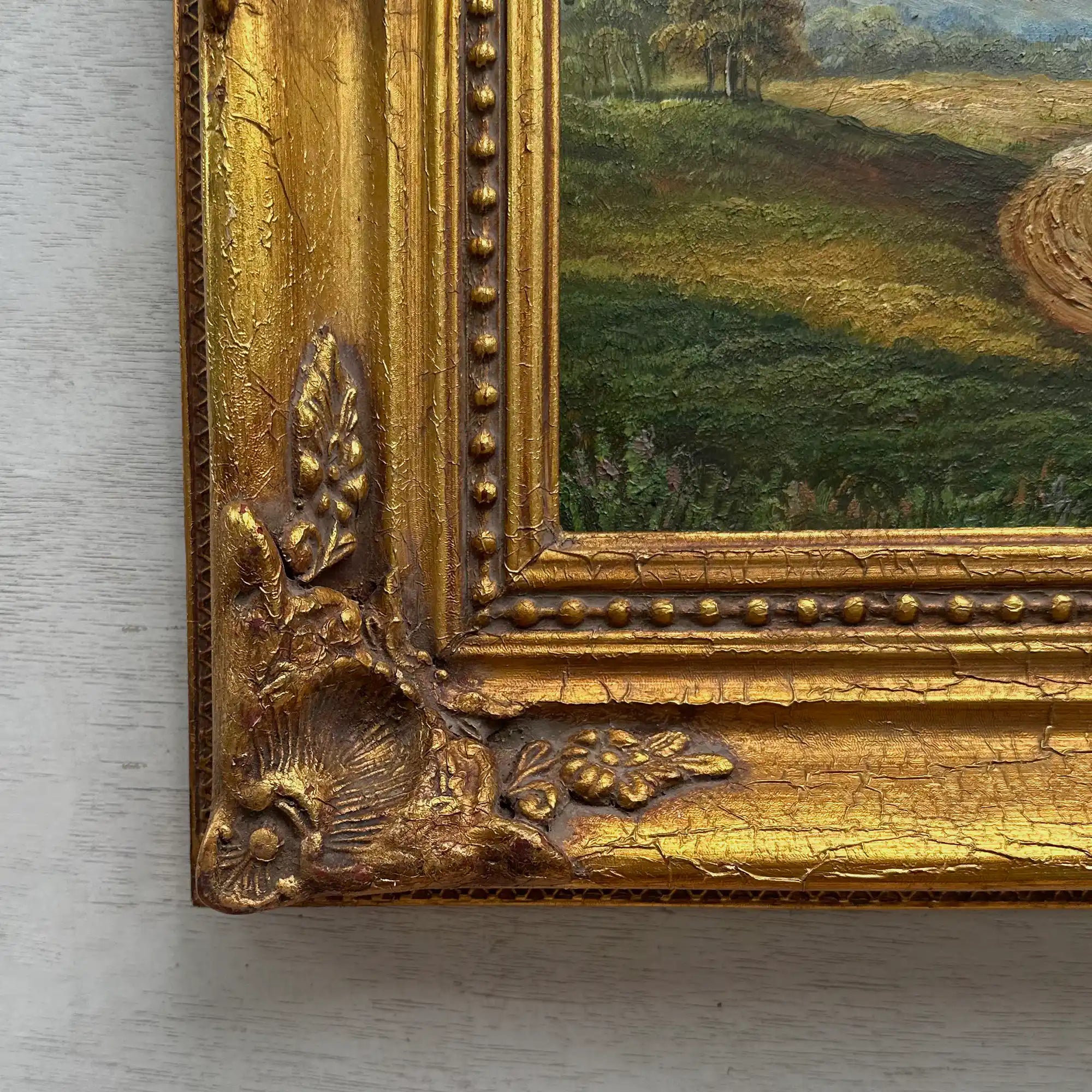 Original Vintage Landscape Oil Painting, Peaceful Countryside Road and Trees Artwork 57×47 cm - Vintage Oil Painting - Arden Gallery