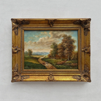 Original Vintage Landscape Oil Painting, Peaceful Countryside Road and Trees Artwork 57×47 cm - Vintage Oil Painting - Arden Gallery