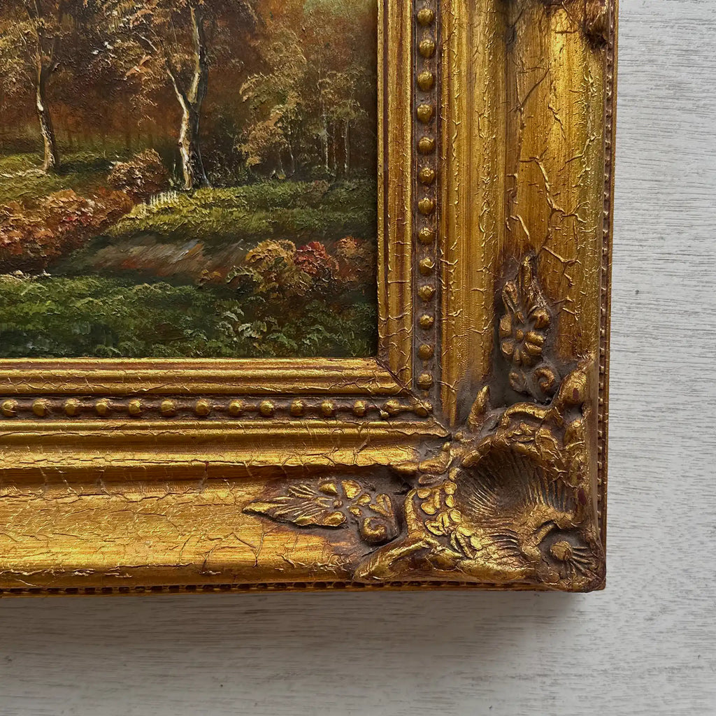 Original Vintage Landscape Oil Painting, Peaceful Countryside Road and Trees Artwork 57×47 cm - Vintage Oil Painting - Arden Gallery