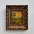 Original Vintage Landscape Oil Painting, Rustic Countryside Path Scene in Ornate Wooden Frame – 15.7 × 17.7 in - Vintage Oil Painting - Arden Gallery
