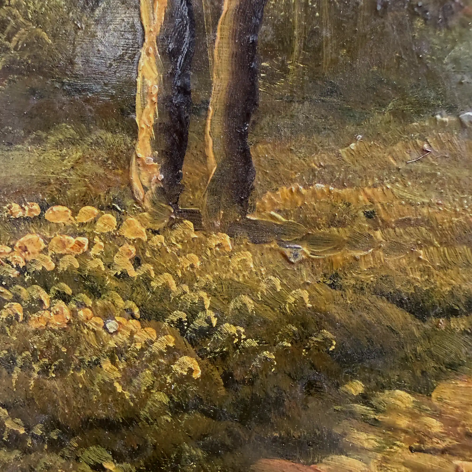 Original Vintage Landscape Oil Painting, Rustic Countryside Path Scene in Ornate Wooden Frame – 15.7 × 17.7 in - Vintage Oil Painting - Arden Gallery