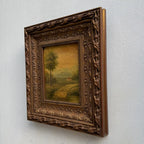 Original Vintage Landscape Oil Painting, Rustic Countryside Path Scene in Ornate Wooden Frame – 15.7 × 17.7 in - Vintage Oil Painting - Arden Gallery