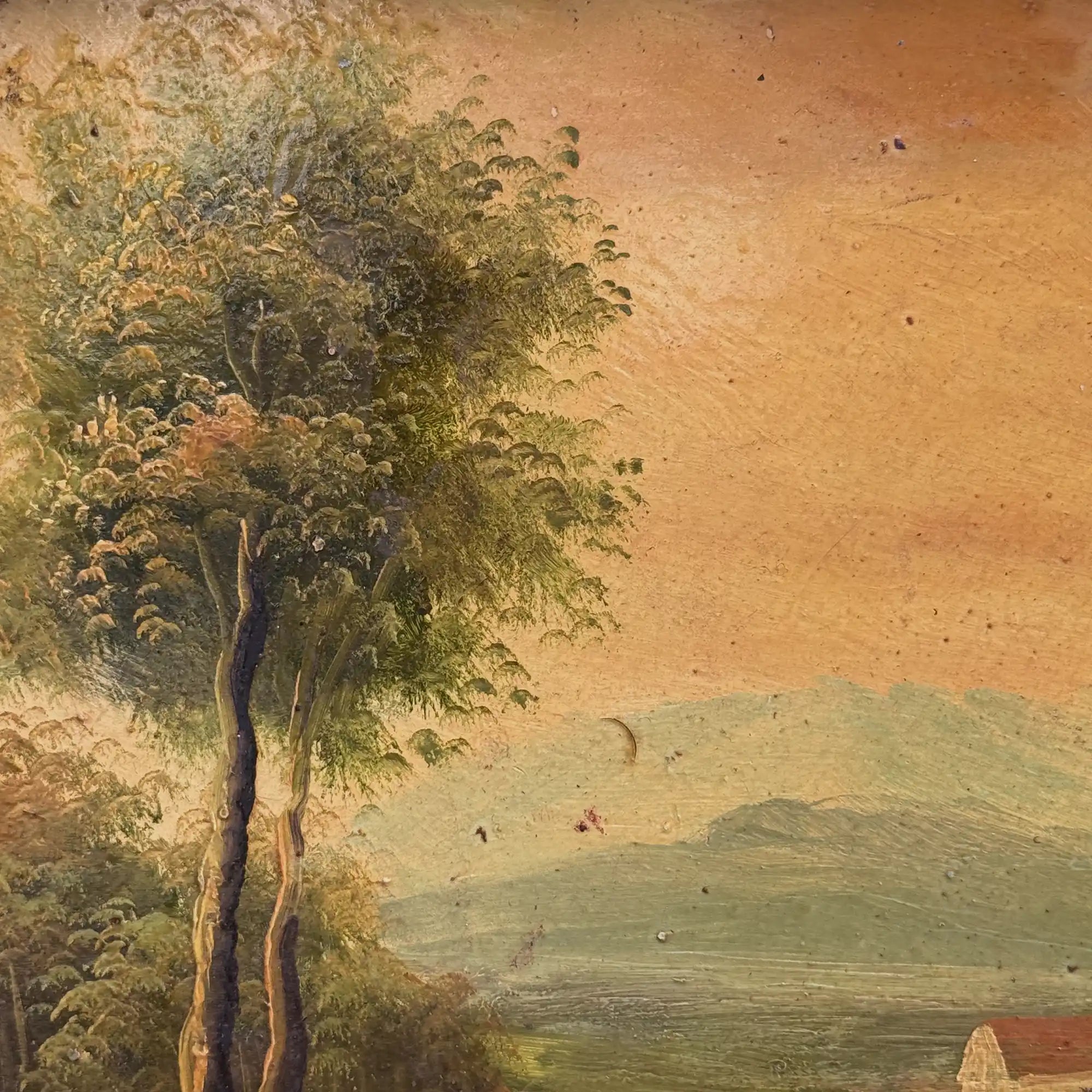 Original Vintage Landscape Oil Painting, Rustic Countryside Path Scene in Ornate Wooden Frame – 15.7 × 17.7 in - Vintage Oil Painting - Arden Gallery