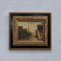 Original Vintage Oil Painting, Classical European Town Street Scene, Dutch-Style Vintage Architecture Artwork - Vintage Oil Painting - Arden Gallery
