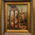 Original Vintage Roman Ruins Oil Painting, Classical European Architecture Art in Gold Frame - Vintage Oil Painting - Arden Gallery