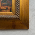Original Vintage Roman Ruins Oil Painting, Classical European Architecture Art in Gold Frame - Vintage Oil Painting - Arden Gallery