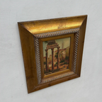 Original Vintage Roman Ruins Oil Painting, Classical European Architecture Art in Gold Frame - Vintage Oil Painting - Arden Gallery
