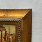 Original Vintage Roman Ruins Oil Painting, Classical European Architecture Art in Gold Frame - Vintage Oil Painting - Arden Gallery
