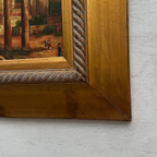Original Vintage Roman Ruins Oil Painting, Classical European Architecture Art in Gold Frame - Vintage Oil Painting - Arden Gallery